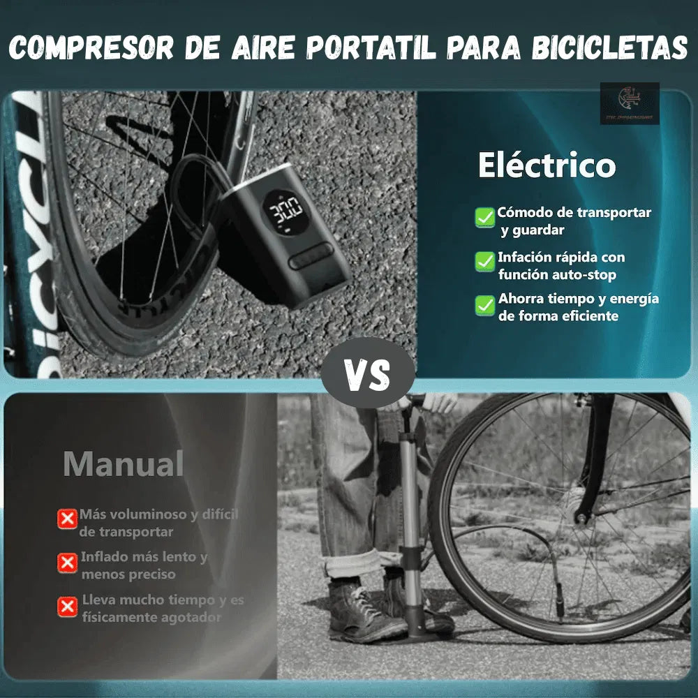 Compresor Digital de Aire Portatil para Auto, Moto, Bici, Pelota, y Más...