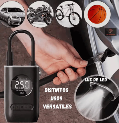 Compresor Digital de Aire Portatil para Auto, Moto, Bici, Pelota, y Más...