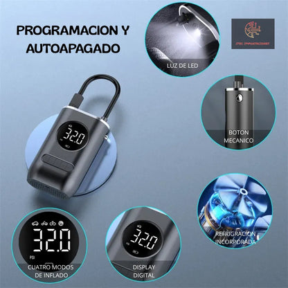 Compresor Digital de Aire Portatil para Auto, Moto, Bici, Pelota, y Más...