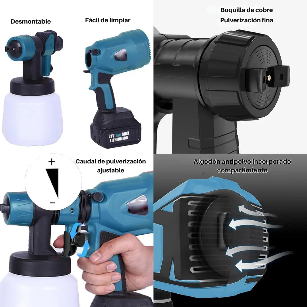 Potente Pistola Pintura Recargable 🎁 2 Baterías ➕ Envío Gratis