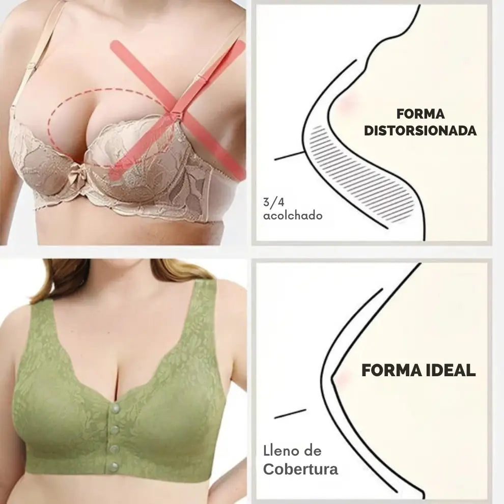 Sujetador de Botones Frontales sin Costuras para Dormir con Abertura Frontal